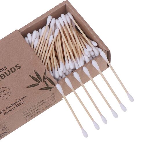 Xm 100 Pièces Double Tête Coton-Tige Bambou Coton-Tige Bois Bâtons Jetables Bourgeons Coton Pour Beauté Maquillage Nez Oreilles Nettoyage 