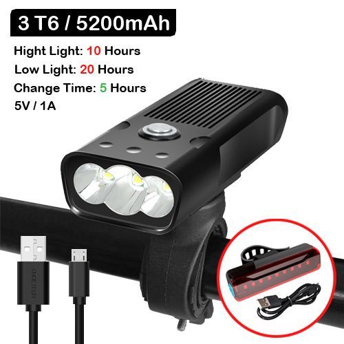 Newboler 5200mah Lampe De Poche Pour Vélo Usb Charge Feu Arrière Kit Vtt Vélo Lumière - Modèle: 3 T6 5200 Tailiight - Htbzxczma07267