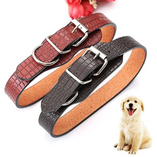Xm Collier En Faux Cuir Souple Et Ajustable Pour Chien Chiot Collier Avec Boucle Sangle De Cou Fournitures
