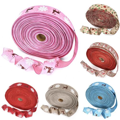 Xm Ruban De Noël/Elk/Flocon De Neige Cadeau Imprimé De Flocon De Neige Ruban Organza Décoration D'arbre De Noël Décoration De Maison Artisanat Bricolage