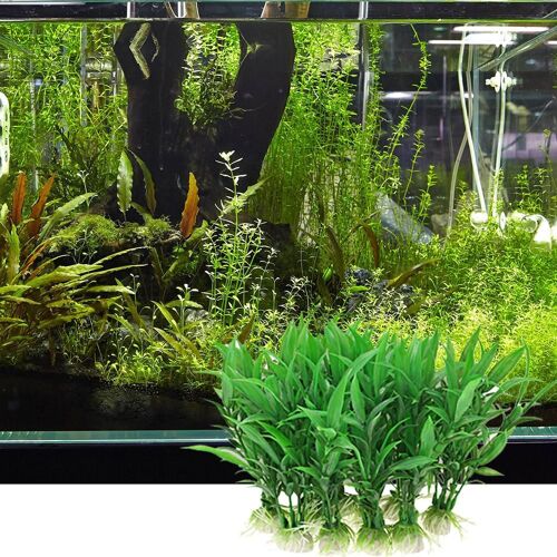 Xm Plantes Artificielles Aquarium 10 Pièces Simulation D'herbe Décor De Réservoir De Poissons Herbe Décor