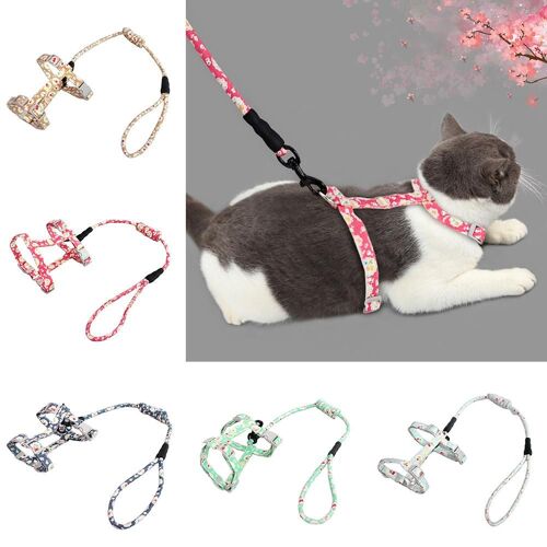 Xm Out Chaton Animal Domestique Réglable Collier Harnais Gilet Laisse De Plomb Corde De Traction Douce Fournitures D'animaux