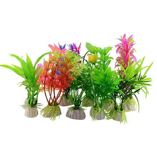 Xm Gazon Artificiel En Plastique 10 Pièces Simulation D'aquarium Plante Aquarium Ornements De Réservoir De Poissons