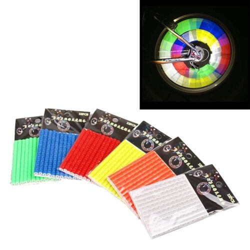 Lot De 12 Pièces De Supports De Rayons Pour Roues De Vélo, Tube De Lumière D'avertissement, Réflecteur Réfléchissant, Pour Vélo D'extérieur, 75mm