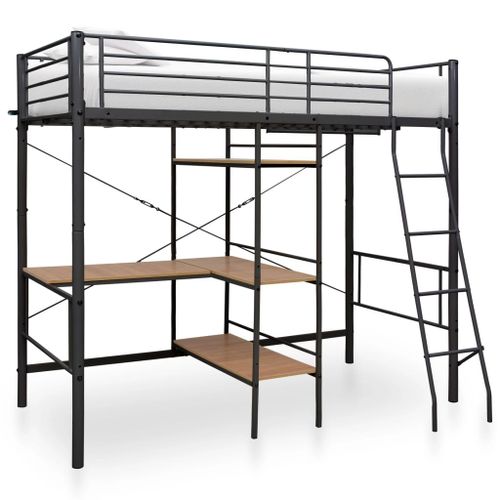 Vidaxl Lit Superposé Avec Cadre De Table Gris Métal 90x200 Cm