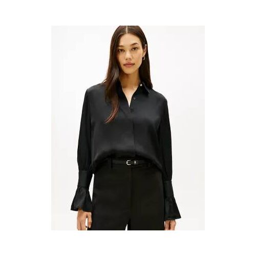Chemise En Satin À Manches À Volants