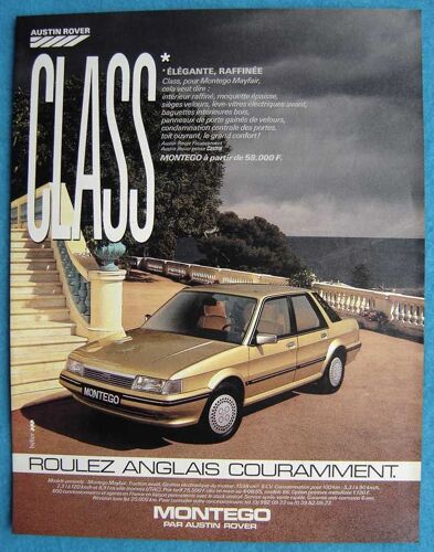 Publicité Papier - Voiture Austin Rover Montego De 1986