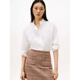 Chemise Décontractée En Popeline À Col À Volants