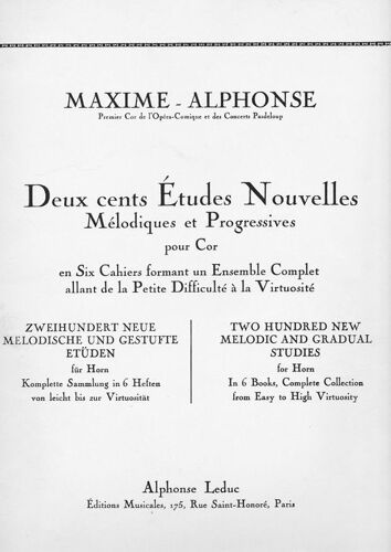 200 Etudes Nouvelles Cor Volume 5 : 20 Etudes Tres Difficiles