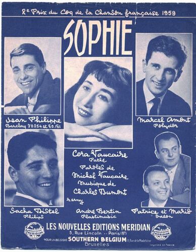 Sophie (Michel Vaucaire / Charles Dumont) / Partition Originale 1959, Piano Et Chant