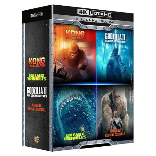 Coffret : Godzilla : Roi Des Monstres + Kong : Skull Island + Rampage - Hors De Contrôle + En Eaux Troubles - 4k Ultra Hd + Blu-Ray