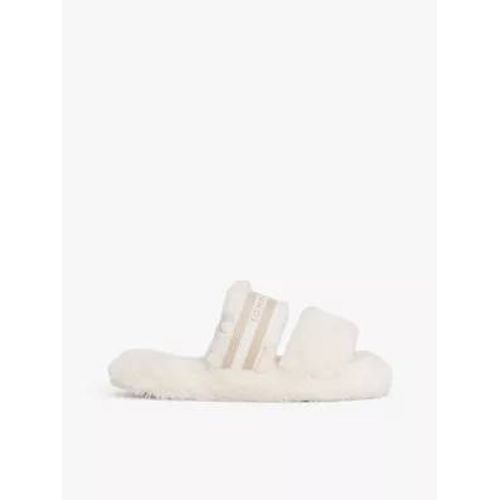 Chaussons En Fausse Fourrure Logo Tissé