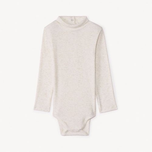 Body Manches Longues À Col Roulé Pour Bébé Fille - Ecru Chiné