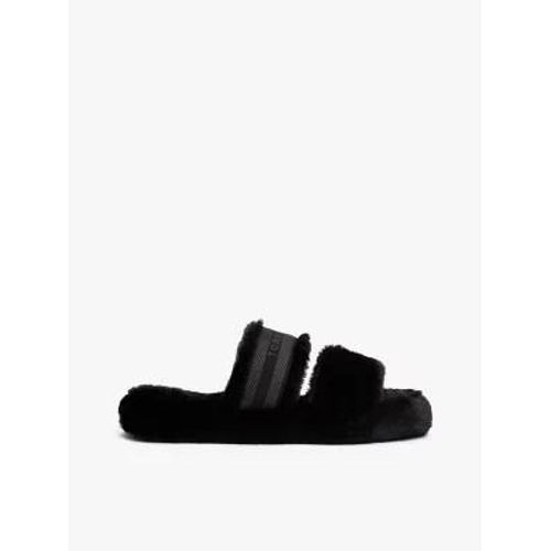 Chaussons En Fausse Fourrure Logo Tissé