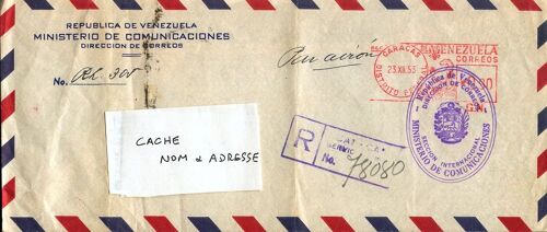 Lettre Recommandée De La Direction Des Postes Vénézuéliennes Au Directeur Régional Des Poste De Paris 1953. Tb