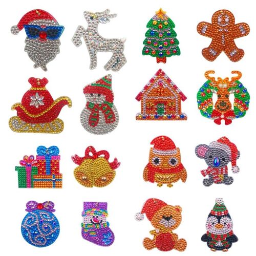XM Porte-clés de bricolage pour femmes Perceuse complète peinture en diamant de forme spéciale porte-clés de noël porte-clés de broderie de diamant cadeaux de noël 4/5 pièces