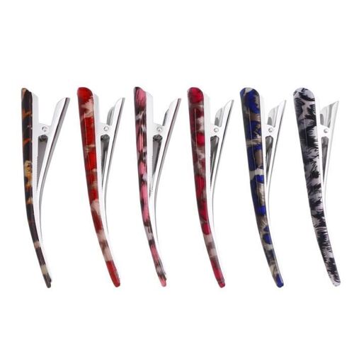 Xm 6 Pcs Épingles À Cheveux Imprimé Léopard Longue Acrylique Duckbill Clips Coiffe Bobby Pin Pince - Barrette - Chouchou - Elastique 