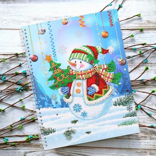 Xm Bonhomme De Neige Spécial Bricolage De Noël Peinture En Diamant 50 Pages Carnet De Notes A4 Hibou/Elk/Bonhomme De Neige/Cadeau De Noël Pour Enfants
