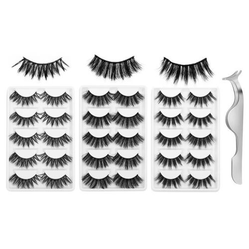 Xm 15 Paires Stimulées Épaisses Doux Faux Cils Extension Outils De Maquillage Pour Works Dating Party Faux Cils 