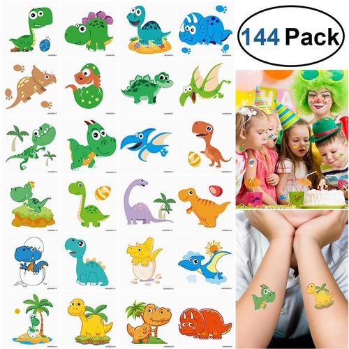 Yy 144 Pièces Tatouages Temporaires Dinosaure Autocollants Fête Fournitures Fête Faveurs Pour Garçons Filles Halloween Noël Nouvel An Enfants Cadeau