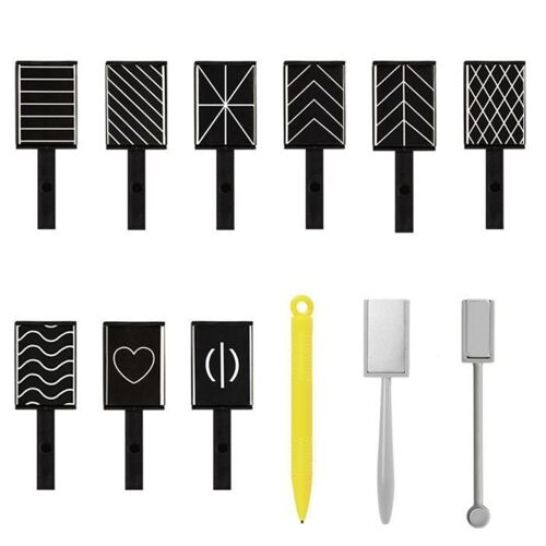 Xm 9 Pcs Aimant Plaque Bâton Avec Différents Motifs Uv Led 3d Cat Eye Gel Manucure Outils Nail Art Polish Kit Vernis A Ongles 