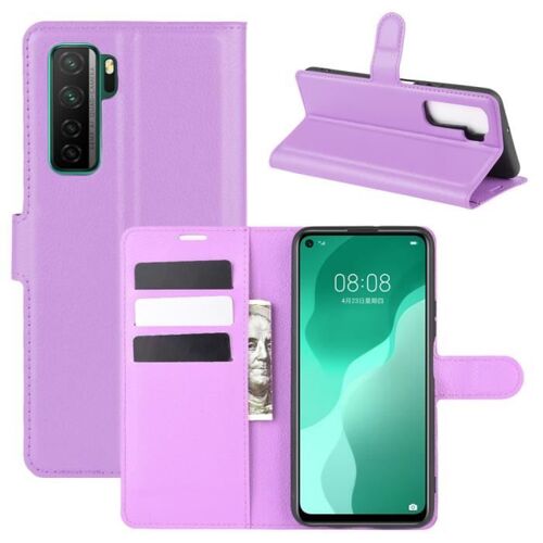 XM Pour Pour Huawei nova 7 SE Housse Protection Antichocs PU Cuir avec Support et Fentes pour Cartes -violet