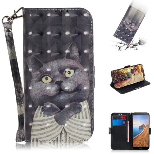 Xm Pour Étui Housse Xiaomi Redmi 7a Coque Pochette Anti Choc Rétro 3d Avec Support & Fentes Pour Cartes -O63