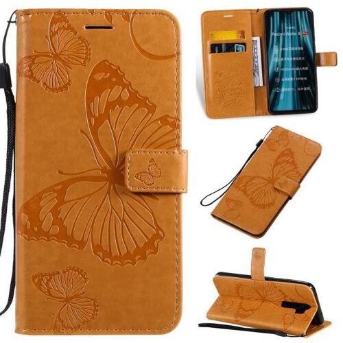 XM Pour Housse Xiaomi Redmi Note 8 Pro Coque de Protection avec Support Antichocs Pochette Nouveau PU Cuir Léger -Jaune