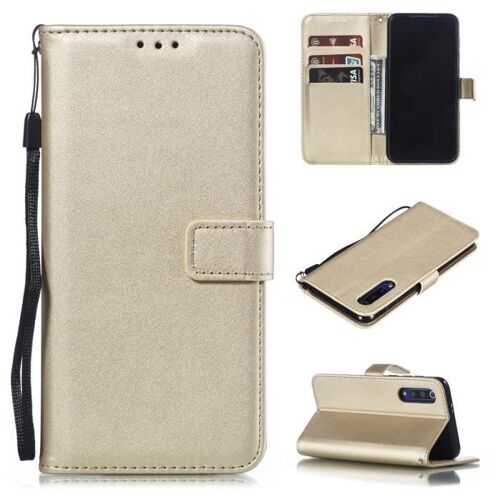 Xm Pour Coque Xiaomi Mi 9 Lite - Avec Support & Antichoc Protection Pu Cuir Portefeuille Housse Xiaomi Mi 9 Lite -Or