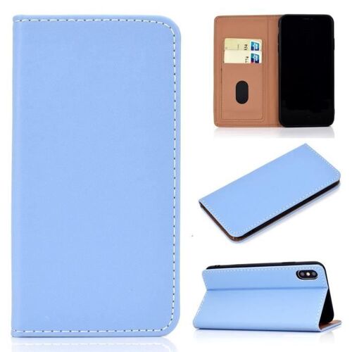 XM Pour Housse iPhone XS Max Téléphone Protection Pochette Magnétique PU Cuir Paillette -bleu