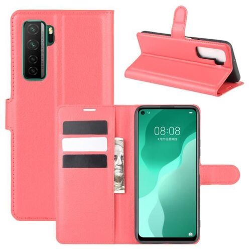 XM Pour Pour Huawei nova 7 SE Housse Protection Antichocs PU Cuir avec Support et Fentes pour Cartes -rouge