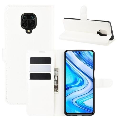 XM Pour Pour Xiaomi Redmi Note 9S-Note 9 Pro -Note 9 Pro Max Housse Protection Antichocs PU Cuir avec Support et Fentes Cartes -blanc
