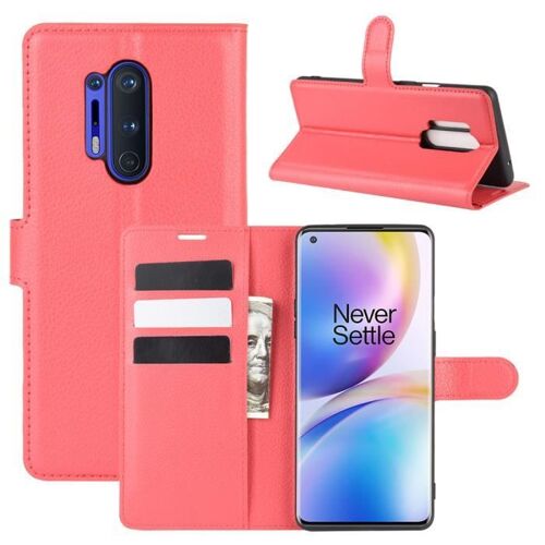 XM Pour Pour OnePlus 8 Pro Housse Protection Antichocs PU Cuir avec Support et Fentes pour Cartes -rouge