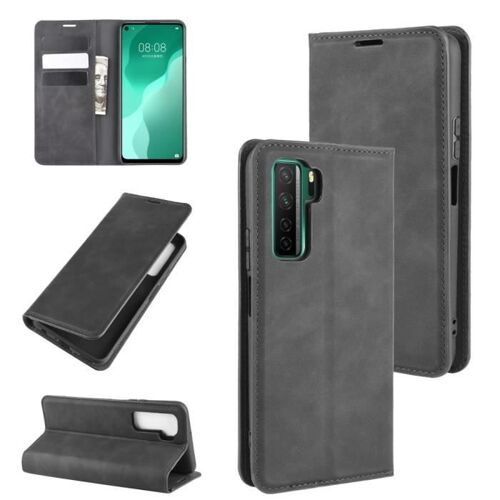 XM Pour Pour Huawei nova 7 SE Housse de Protection Anti-chocs avec Support Magnetique Rabat Portefeuille Luxe PU Cuir -noir