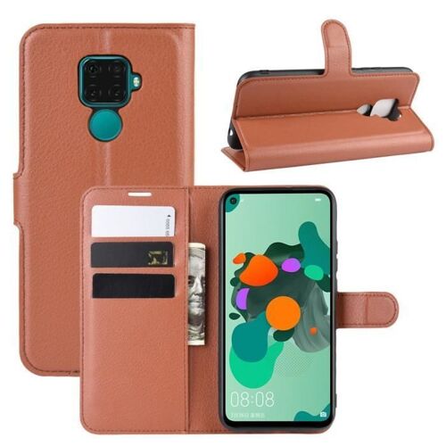 Xm Pour Housse Huawei Mate 30 Lite Avec Support Anti Choc Portefeuille Neuf Pu Cuir Silicone Housse Protection Huawei Nova 5i Pro -Marron