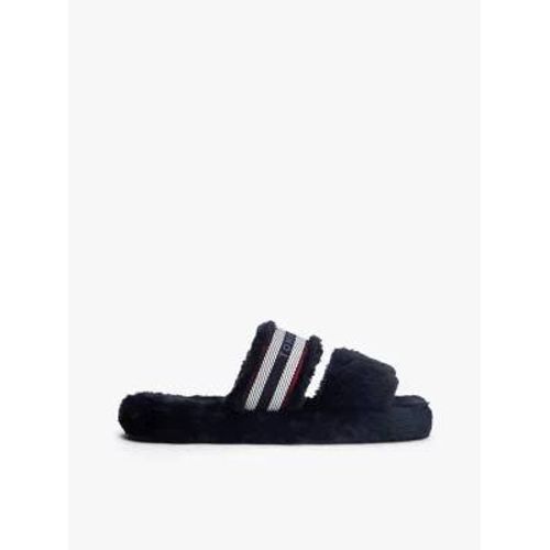 Chaussons En Fausse Fourrure Logo Tissé