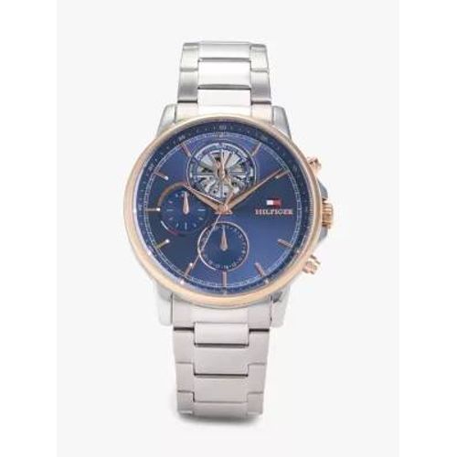 Montre Chronographe Bicolore À Cadran Bleu