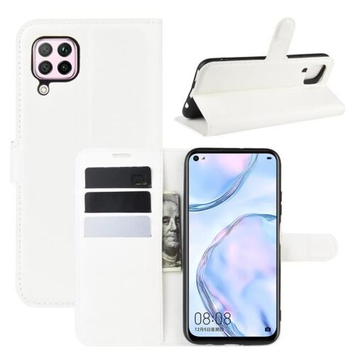 XM Pour Pour Huawei P40 Lite Housse Protection Antichocs PU Cuir avec Support et Fentes pour Cartes -blanc