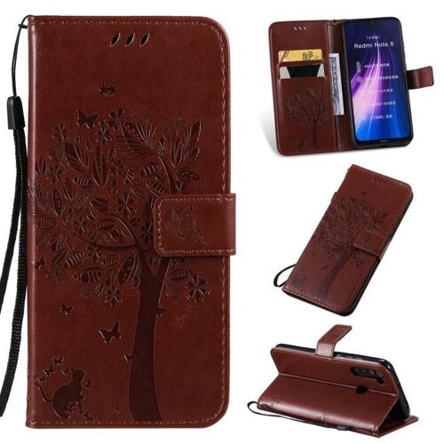 Xm Pour Housse Xiaomi Redmi Note 8 Coque? Avec Support Étui À Rabat Nouveau Portefeuille Coque Xiaomi Redmi Note 8 -Café