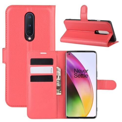XM Pour Pour OnePlus 8 Housse Protection Antichocs PU Cuir avec Support et Fentes pour Cartes -rouge