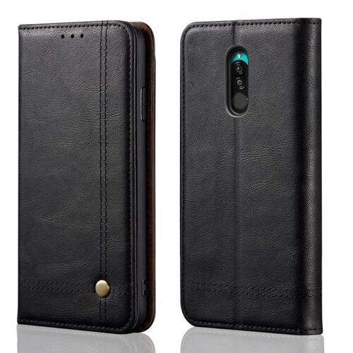 XM Pour Xiaomi Redmi 8 Housse Luxe Cuir PU Rabat Magnetique Protection Anti-chocs avec Support Pochette -Noir