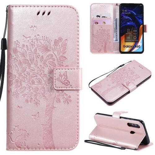 Pour Housse Samsung Galaxy A60 Avec Support À Rabat Nouveau Portefeuille Housse De Pretection Samsung Galaxy A60 2019 6.3" -Rose
