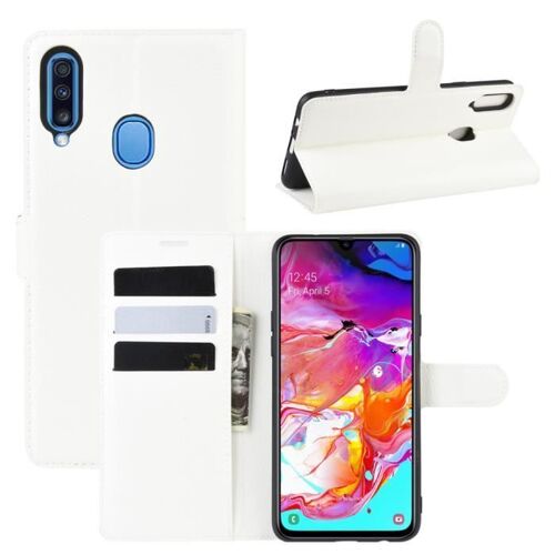 Xm Pour Housse Samsung Galaxy A20s Avec Support Anti Choc Portefeuille Neuf Pu Cuir Silicone Housse Protection Samsung A20s -Blanc
