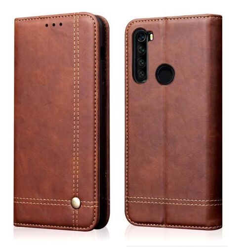 XM Pour Xiaomi Redmi Note 8 Housse Luxe Cuir PU Rabat Magnetique Protection Anti-chocs avec Support Pochette -dMarron