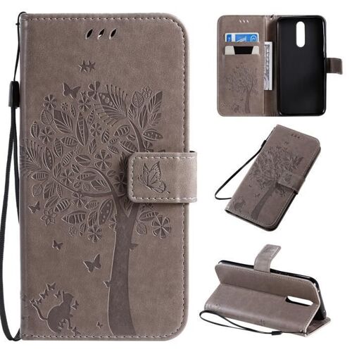 Xm Pour Housse Xiaomi Redmi 8 Coque Avec Support Nouveau Portefeuille Rabat Étui Xiaomi Redmi 8 Housse -Gris
