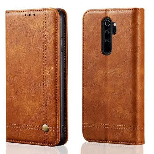 XM Pour Xiaomi Redmi Note 8 Pro Housse Luxe Cuir PU Rabat Magnetique Protection Anti-chocs avec Support Pochette -qMarron