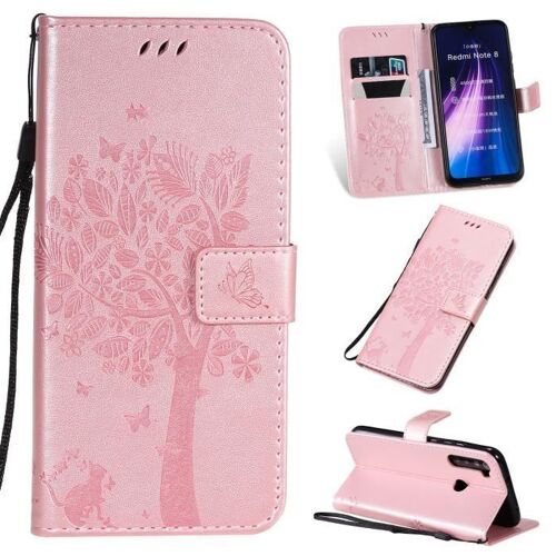 XM Pour Housse Xiaomi Redmi Note 8 Coque? avec Support Étui à Rabat Nouveau Portefeuille Coque Xiaomi Redmi Note 8 -Rose or