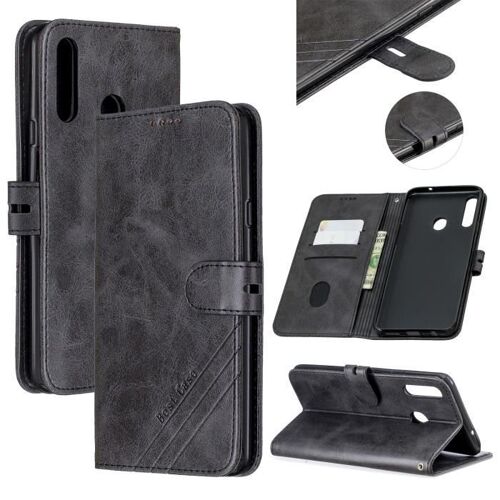 XM Pour Housse Samsung Galaxy A20s Coque - Haute Qualité PU Cuir [avec Fentes Cartes? Support? Fermeture Magnétique] -Noir