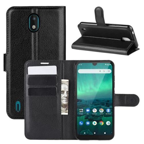 XM Pour Pour Nokia 1.3 Housse Protection Antichocs PU Cuir avec Support et Fentes pour Cartes -noir