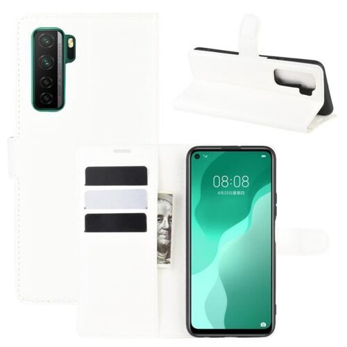 XM Pour Pour Huawei nova 7 SE Housse Protection Antichocs PU Cuir avec Support et Fentes pour Cartes -blanc